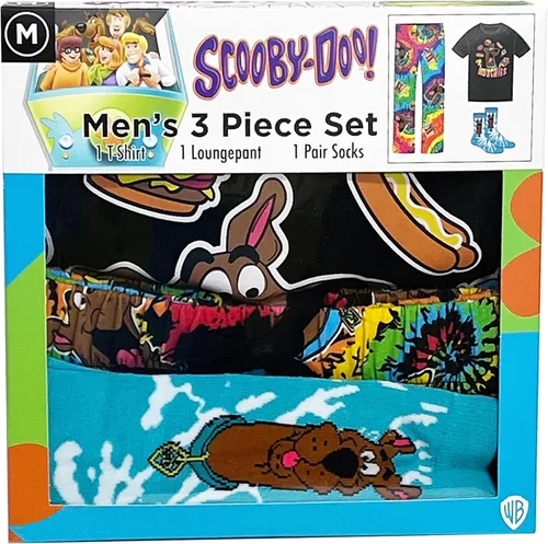 Vista 2 de Scooby-Doo womens 3-pc Lounge Box Set With T-shirt, Pants and Socks in Psychedelic Tiedye & Scooby Snacks Sizes S-m-l-xl