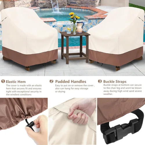 Vista 3 de okcool Paquete de 2 fundas para sillas Adirondack de patio, impermeables, resistentes, para exteriores, fundas para sillas de patio Adirondack