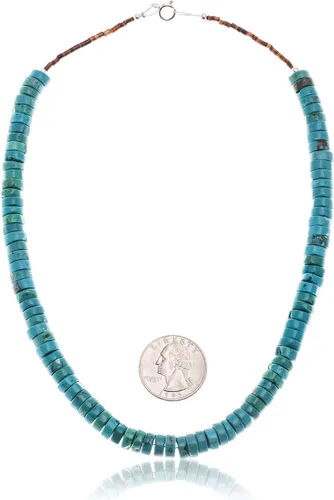 Vista 4 de $400Tag Disco de magnesita Plata Certificado Navajo Nativo Americano Collar Cadena 18209 Hecho por Loma Siiva, Metal Piedra, magnesita