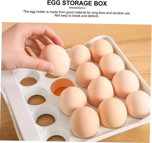 Vista 4 de Caja de almacenamiento para huevos estilo cajón de huevos 32 compartimentos reutilizable almacenamiento de cocina