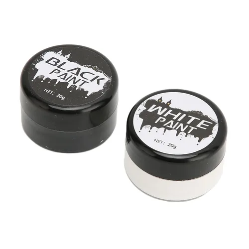 Vista 5 de Zyyini 2Pcs Face Body Paint Kit Black White Halloween Skull