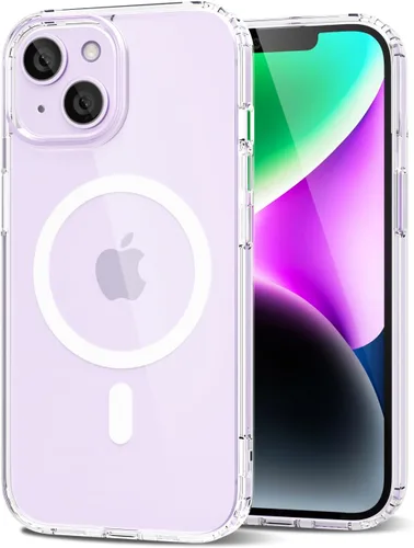 Vista 61 de oakxco Funda magnética transparente compatible con Magsafe, bonita funda delgada y transparente de poliuretano termoplástico no amarillenta, carcasa
