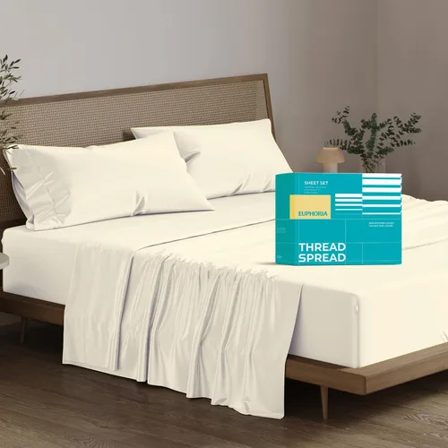Vista 32 de THREAD SPREAD Sábanas 100% Algodón Egipcio Tamaño Twin - 800 Alto Número de Hilos 3 Piezas Sábanas Twin Extra Largas para Dormitorio, Bolsillo