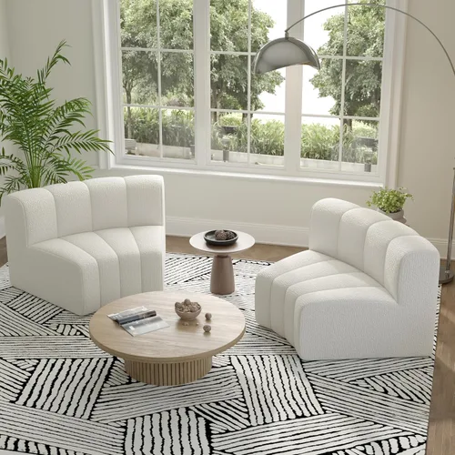 Vista 14 de LEVNARY Módulo redondo 1/8 para sofá modular (beige)