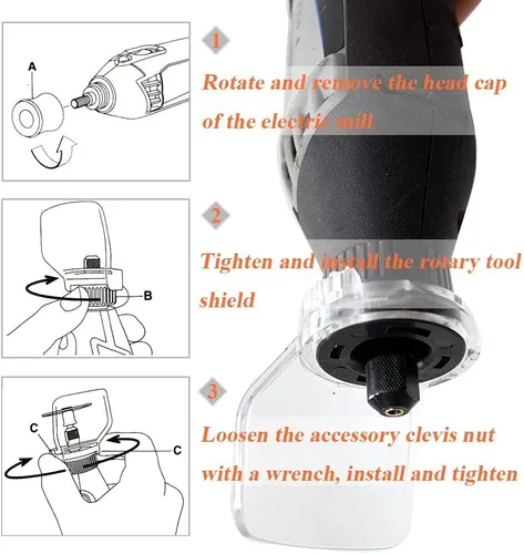 Vista 5 de 4 piezas de accesorios de protección para herramientas rotativas, cubierta protectora de seguridad, kit de escudo, accesorios de corte de metal