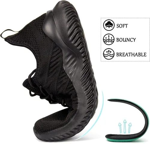 Vista 3 de Akk - Zapatos deportivos sin cordones para mujer, diseño ligero de espuma viscoelástica para caminar, gimnasio, viajes, trabajo o uso informal