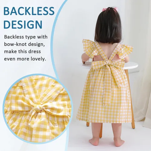 Vista 3 de Zanie Kids Vestidos de Pascua para niñas, vestido de verano para niñas, ropa de juego, trajes de fotos familiares