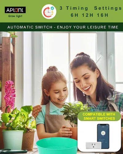 Vista 5 de Luz de cultivo para plantas de interior, luz regulable para plantas, 6/12/16H, tira de luces LED de crecimiento de espectro completo, paneles de luz