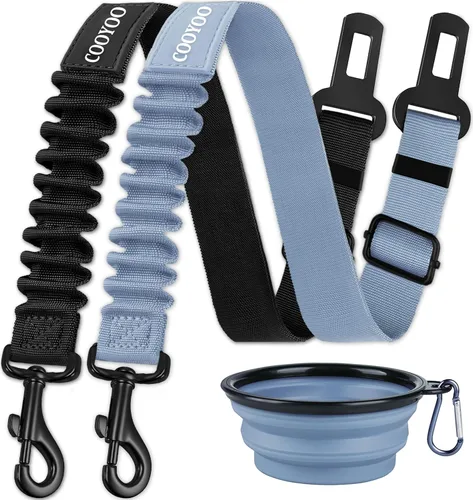 Vista 27 de COOYOO cinturón de seguridad retráctil y ajustable para perro, juego de 3 piezas, cinturón de nailon para vehículo, para que tu mascota esté segura