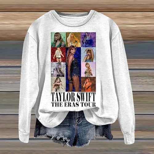 Vista 2 de Ropa para mujer con cuello redondo y manga larga, sudadera con estampado de 1989