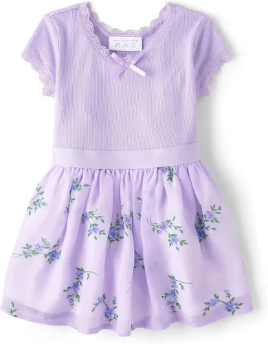 Vista 25 de The Children's Place, Vestido de moda de manga corta para niñas y niñas pequeñas