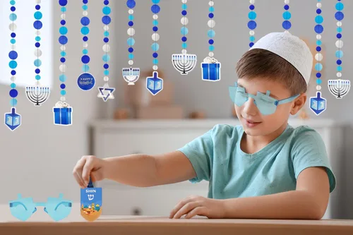 Vista 8 de Hanukkah Dreidel en forma de gafas, disfraz de disfraz, juego de simulación