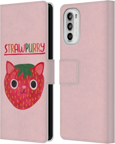 Vista 12 de Head Case Designs Officially Licensed Planet Cat Avocato Puns Leather Book Wallet Case Cover Compatible with Motorola Moto G52