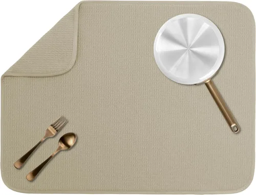 Vista 17 de S&T INC. Tapete de microfibra para secado de platos, reversible y absorbente para cocina, de 16 x 18 pulgadas, color negro