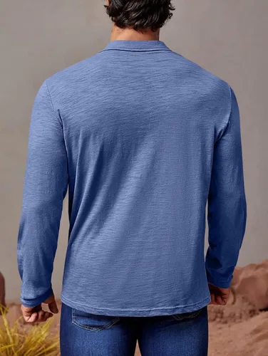 Vista 5 de Wihion Camisetas de manga larga para hombre, estilo casual, camisetas básicas