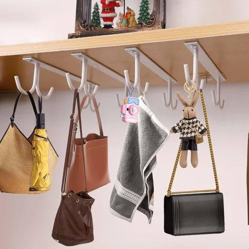 Vista 6 de Soporte para tazas debajo del gabinete, ganchos para tazas debajo del estante, soporte para tazas de café, estante de almacenamiento para tazas