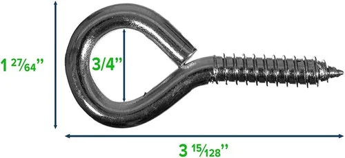 Vista 2 de Ojos de tornillo de acero - Anillos de gancho de tornillo chapados en zinc (1 pulgada)