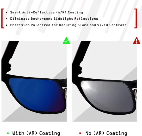 Vista 4 de SmartVLT Lentes de repuesto polarizadas AR revestidas de color rojo fuego para Oakley Holbrook Metal OO4123 Sunglass