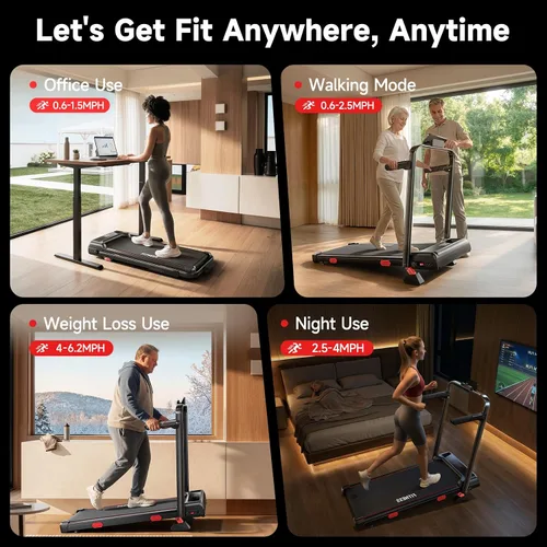 Vista 10 de RHYTHM FUN Cintas de correr para el hogar, caminadora con asas, 13%