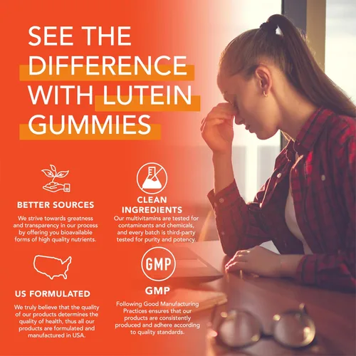Vista 4 de PLANT.O NUTRITION Gomitas de luteína y zeaxantina – Deliciosas vitaminas veganas para la salud ocular clínicamente estudiadas 20 mg de luteína