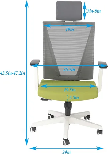 Vista 3 de Silla ergonómica de oficina, silla giratoria de escritorio, respaldo alto, silla de computadora de malla con reposabrazos, soporte lumbar ajustable