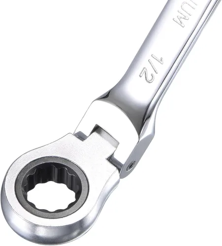 Vista 4 de uxcell Llave combinada de trinquete de cabeza flexible de 1/2 pulgada SAE 72 dientes Herramientas de llave de trinquete de 12 puntos, Cr-V