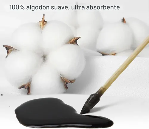 Vista 2 de 1000/500/400/200 PIEZAS Hisopos de Algodón de 6" - Hisopos de Algodón Resistentes Sin Pelusa con Mango de Bambú - Hisopo de Algodón Largo para 500