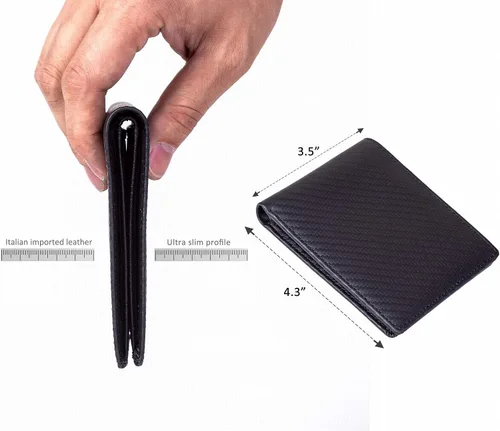 Vista 4 de Lositto Cartera de cuero de grano superior con bloqueo RFID para hombres excelente como plegable de viaje