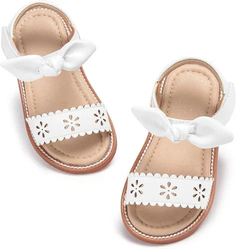 Vista 44 de Sandalias de verano para niñas con puntera abierta, sandalias planas de princesa con suela cómoda D742 Oro