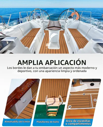 Vista 4 de OCEANBROAD Suelo de espuma EVA para barcos de 96 x 2.4 pulgadas con respaldo adhesivo 3M, cubierta marina autoadhesiva, lámina de teca sintética