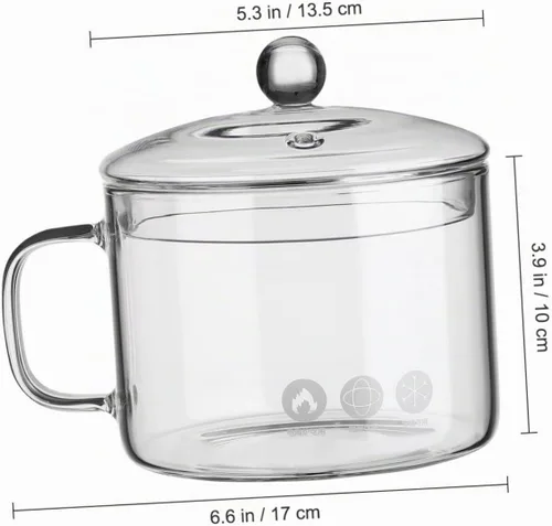 Vista 2 de UPKOCH Olla de cocina de vidrio transparente resistente al calor, olla de cocina de 50 onzas, olla multifunción para cocina, restaurante