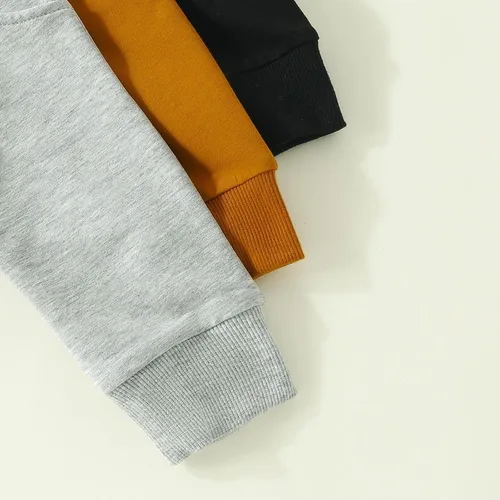 Vista 6 de Pantalones de otoño para bebé, paquete de 3 unidades, pantalones deportivos casuales de color sólido, con bolsillo y cintura elástica, pantalones