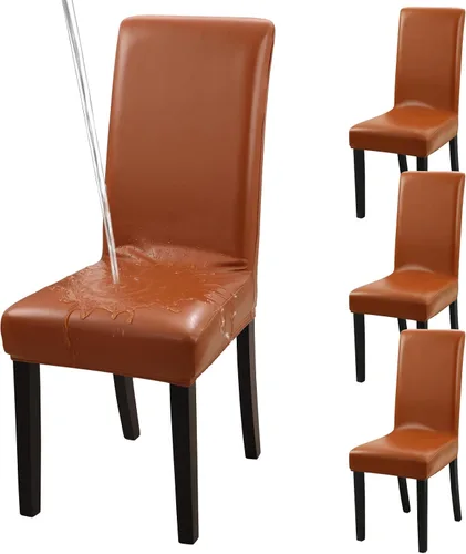 Vista 39 de Fundas para silla de comedor Yisun, fundas elásticas para silla de comedor, funda protectora para silla de comedor, mezcla de poliéster, Beige