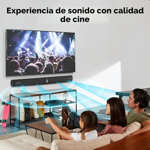 Vista 6 de Barra de Sonido para Smart TV, Barra de Sonido de 90W con Conexión Bluetooth/ARC/Óptica/AUX, Aumento Automático de Volumen, 3 Modos de Ecualizador