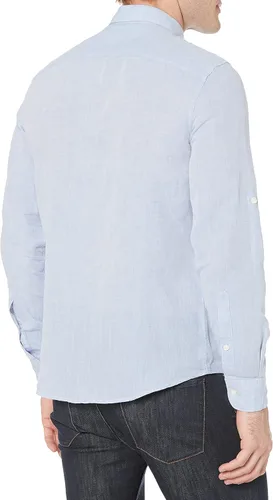 Vista 2 de Perry Ellis Camisa de algodón de lino sólido con botones para hombre (talla S-XX-L)