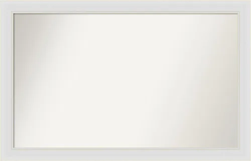 Vista 133 de Amanti Art Espejo de baño blanco para sobre el fregadero, 24 x 26 pulgadas, espejo rectangular blanco y blanco, marco de madera contemporáneo
