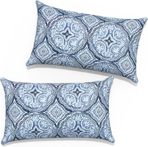 Vista 73 de Juego de 2 fundas cuadradas de 16 x 16 pulgadas para cojín de exteriores, fundas decorativas modernas para cojín de respaldo para muebles de patio