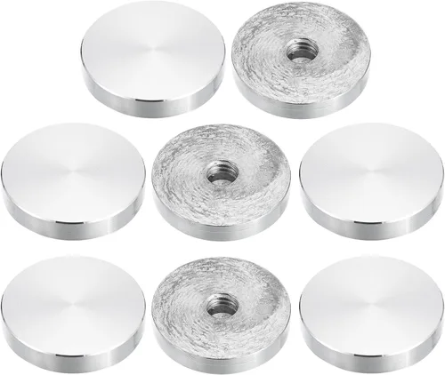 Vista 43 de uxcell M6 Rosca 0.787 in de diámetro de forma redonda de aluminio disco hardware 1pcs, aluminio círculo disco vidrio adaptador superior para mesa