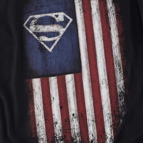 Vista 3 de Popfunk Superman Vintage Patriotic American Flag S Shield T-Shirt & Stickers
