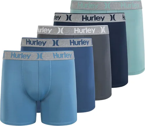 Vista 12 de Hurley calzoncillos tipo bóxer elásticos para hombre, paquete de 5 Combo de helecho de carbón
