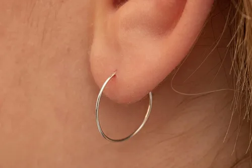 Vista 101 de Aretes de aro de oro de plata – Aretes de aro para mujer, dos piezas de aros de plata fina rellenos de oro, aro de hélice, anillo de tragus, aro