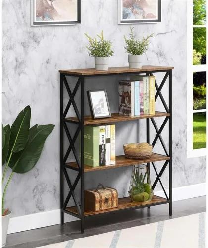 Vista 2 de Convenience Concepts Tucson - Estantería de 4 niveles, madera de granero/negro Barnwood/Negro