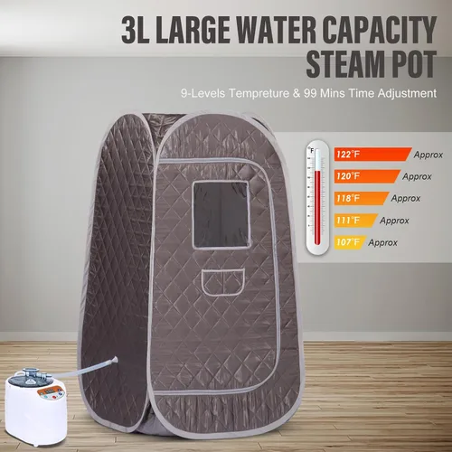 Vista 4 de Smartmak Sauna de vapor portátil, spa personal de cuerpo completo, tienda de campaña de sauna plegable con generador de vapor grande de 3L y 1000 W