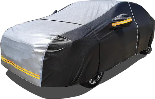 Vista 11 de Funda impermeable para automóvil para todo tipo de clima, 6 capas exteriores completas con cremallera de algodón, bolsillo de espejo. Funda