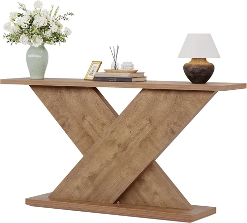 Vista 8 de Tribesigns Mesa consola de granja de 63 pulgadas, mesa de sofá de madera detrás del sofá con almacenamiento, estación de sofá de entrada larga