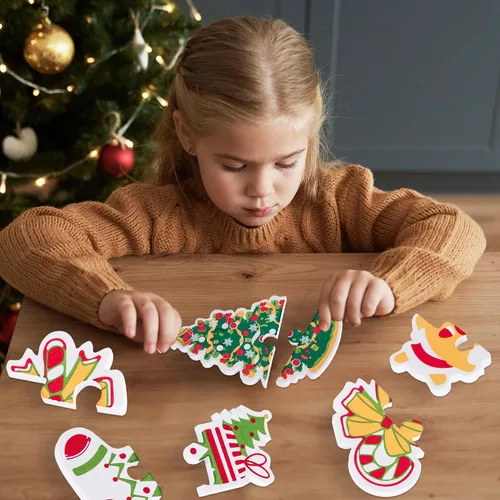 Vista 5 de ArtCreativity Rompecabezas de Navidad para bebés – 9 rompecabezas – Juguetes de Navidad EVA para bebés que flotan en el agua – 9 diseños