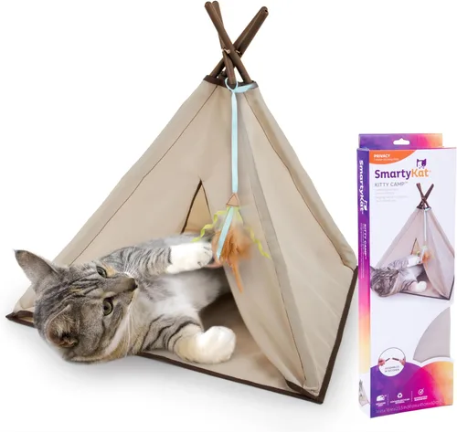 Vista 3 de Escondite, túnel y alfombra de juego para gatos de Smartykat, Gris, bermellón