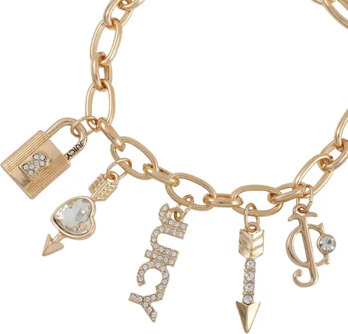 Vista 2 de Juicy Couture Pulsera con dije dorado para mujer, Metal, Piedra de vidrio