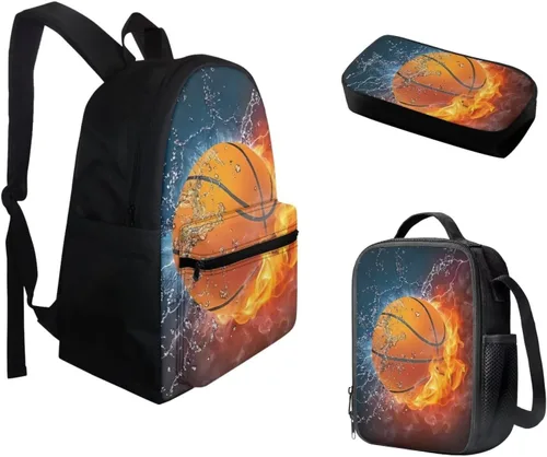 Vista 165 de FOR U DESIGNS Fuego baloncesto impreso niños escuela mochilas viaje mochila libro bolsa