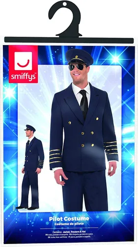 Vista 6 de Smiffy's - Disfraz de piloto para hombre con chaqueta y sombrero